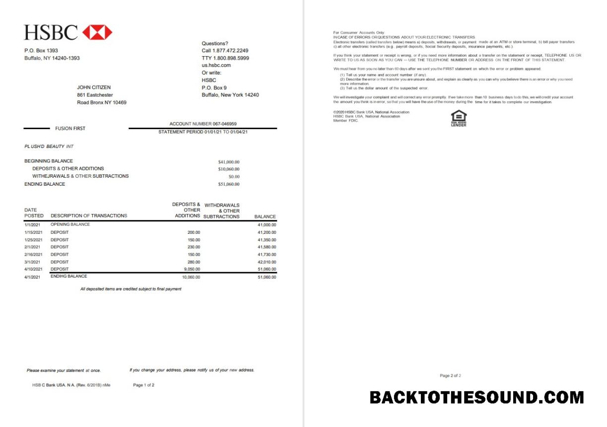 İndir ABD HSBC 2 pages Sürüm 2 Excel PDF Örnek taslak