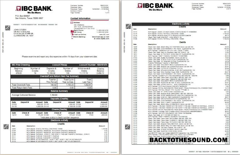 Premium İndir ABD IBC Banka Hesap Özeti Word and PDF Şablon, 4 pages Örnek