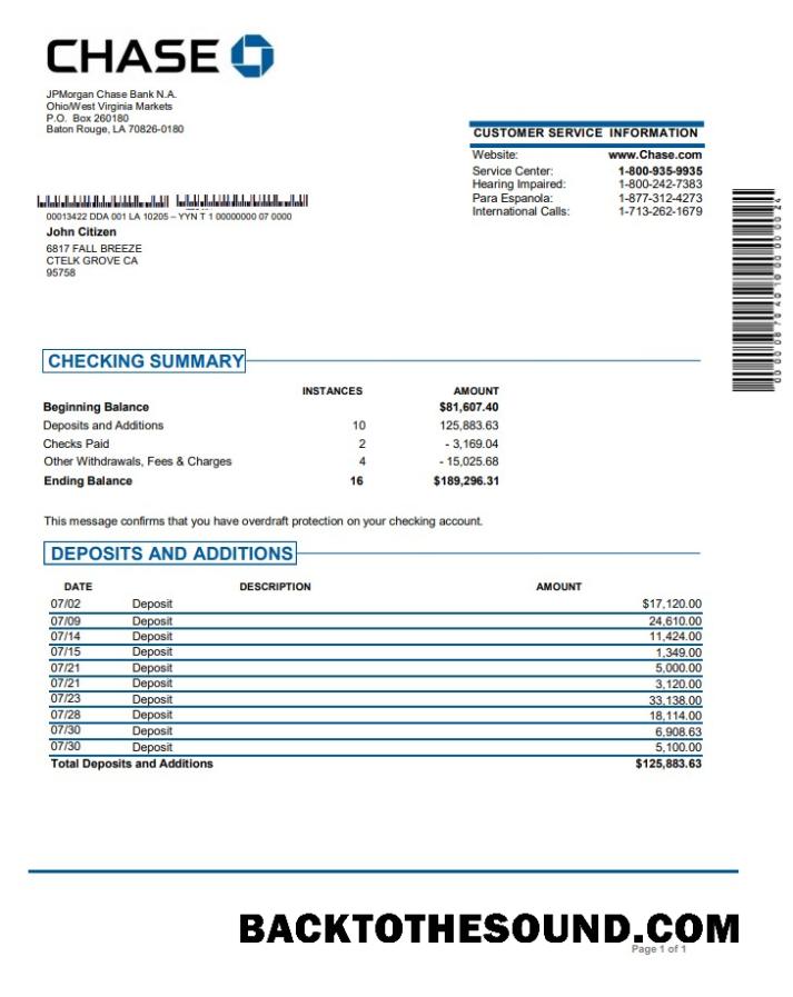 İndir ABD JP Morgan Chase Banka Örnek taslak