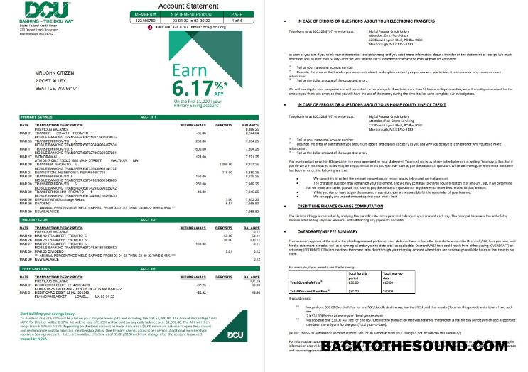 İndir ABD Massachusetts Digital Federal Kredi birlik (DCU) Banka 5 pages Örnek taslak