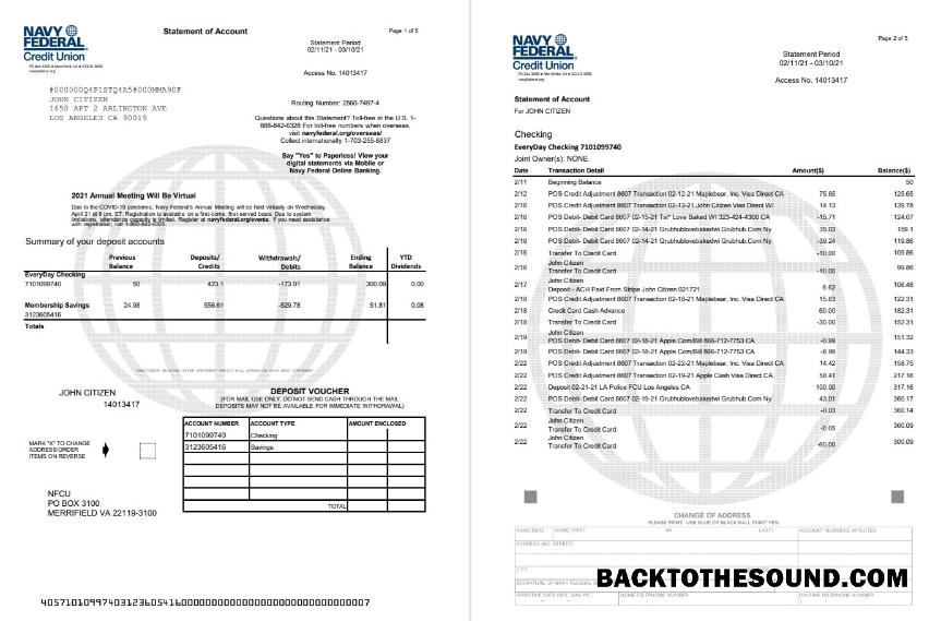 İndir ABD Navy Federal 5 pages Excel PDF Örnek şablon