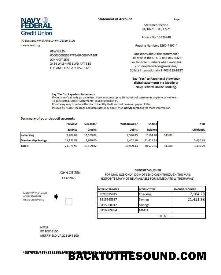 İndir ABD Navy Federal Kredi birlik Excel PDF Örnek taslak