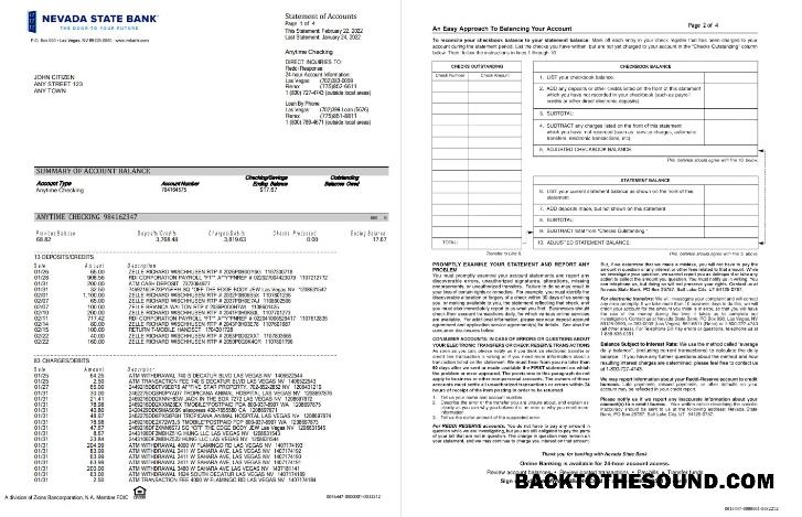 İndir ABD Nevada State Banka anytime kontrol 4pages Örnek tasarım
