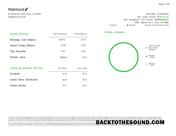İndir ABD Robinhood Banka st, 6 pages Örnek şablon