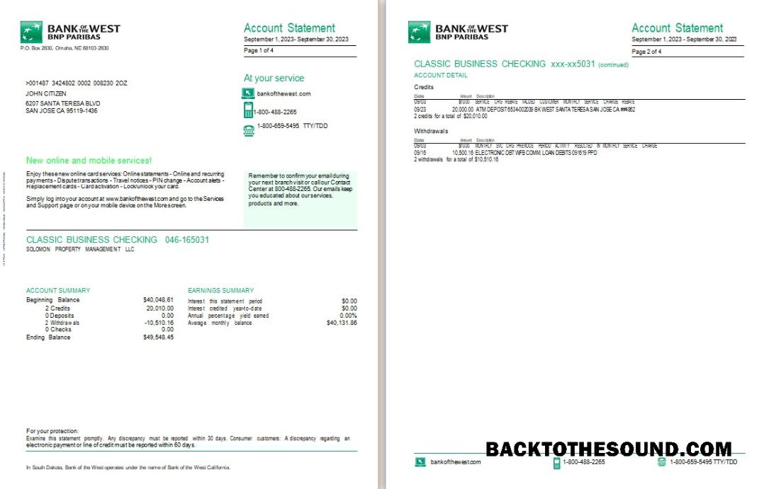 İndir ABD South Dakota Banka of the West BNP Paribas, 4 pages Örnek taslak