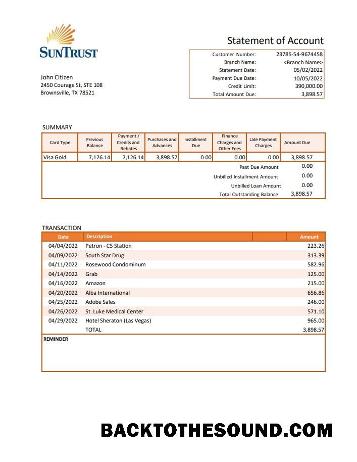 İndir ABD Suntrust Sürüm 2 Örnek örnek