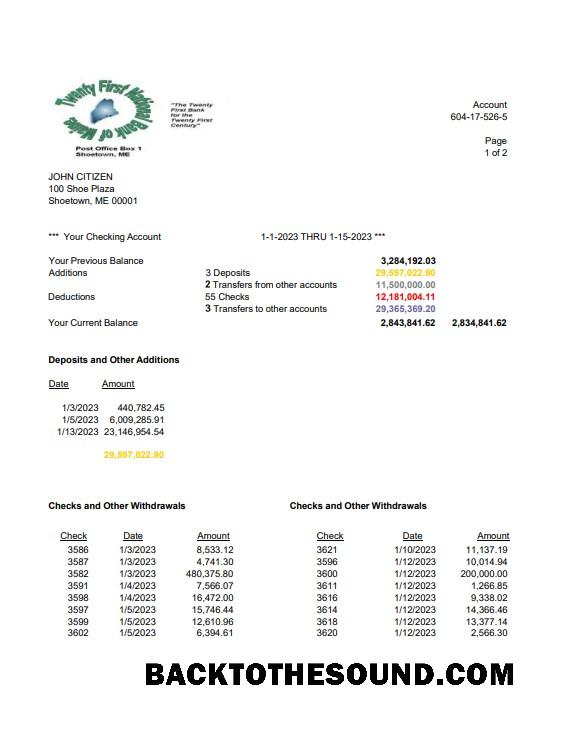 Premium İndir ABD Twenty First ulusal Banka of Maine Banka Hesap Özeti Word and PDF Şablon, 2 pages Örnek