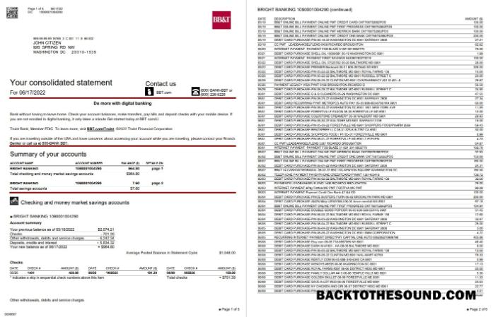 İndir ABD Washington BB&T Banka 5 PAGES Örnek ön izleme