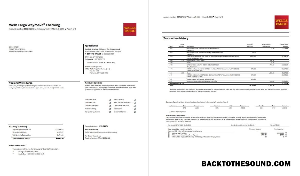 İndir ABD Wells Fargo Banka Hesap Özeti 3 pages Örnek taslak