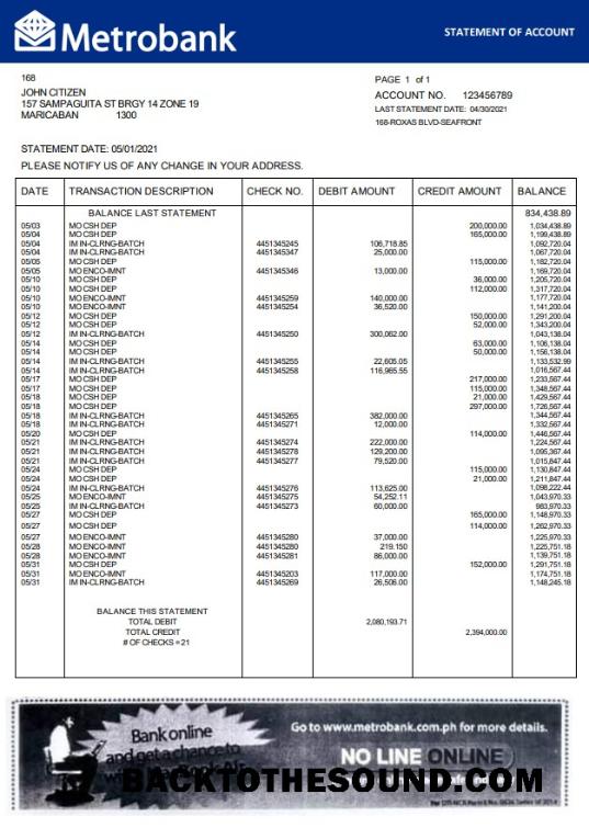 İndir Birleşik Krallık Metrobank Banka Hesap Özeti in Word and PDF Format Örnek örnek