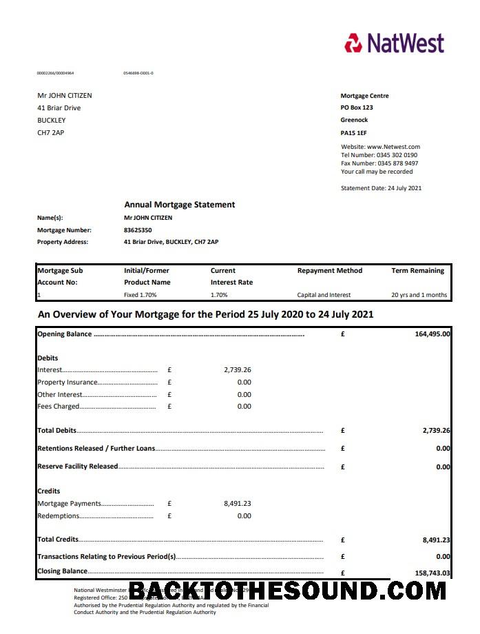 İndir Birleşik Krallık NatWest Banka Hesap Özeti in .XLS and .PDF Dosya Format Örnek şablon