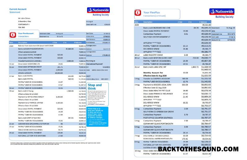 İndir Birleşik Krallık Nationwide Banka Hesap Özeti in .XLS and .PDF Format (5 pages) Örnek tasarım