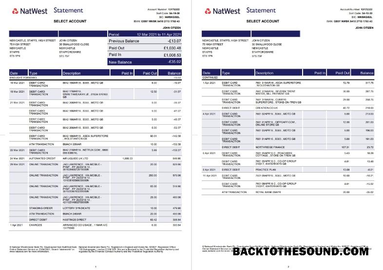 İndir Birleşik Krallık Natwest Banka Hesap Özeti in Word and PDF Format (2 pages) Örnek tasarım