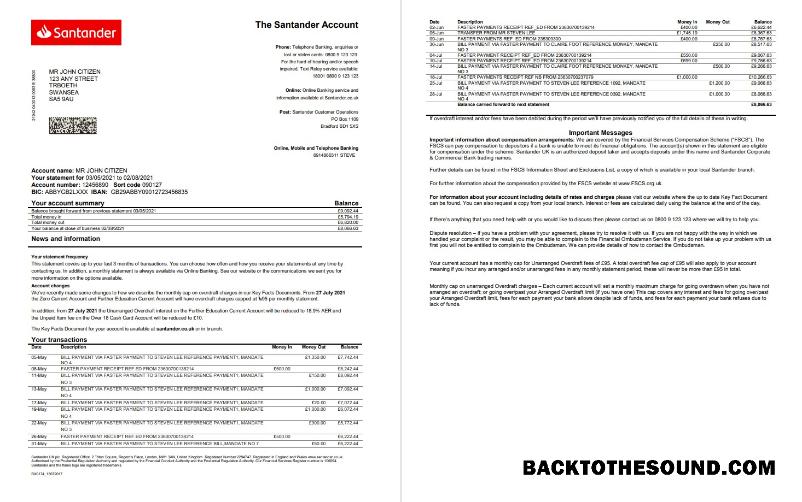 İndir Birleşik Krallık Santander Banka Hesap Özeti in Word and PDF Format (2 pages) Örnek tasarım