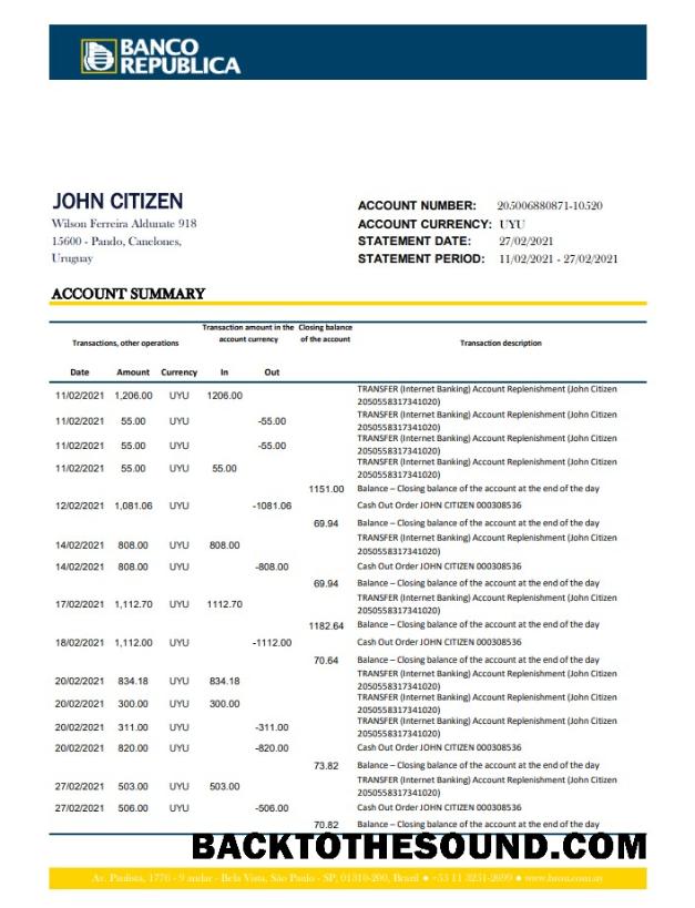 İndir Uruguay Banco de la República Oriental del Uruguay Excel PDF Örnek tasarım