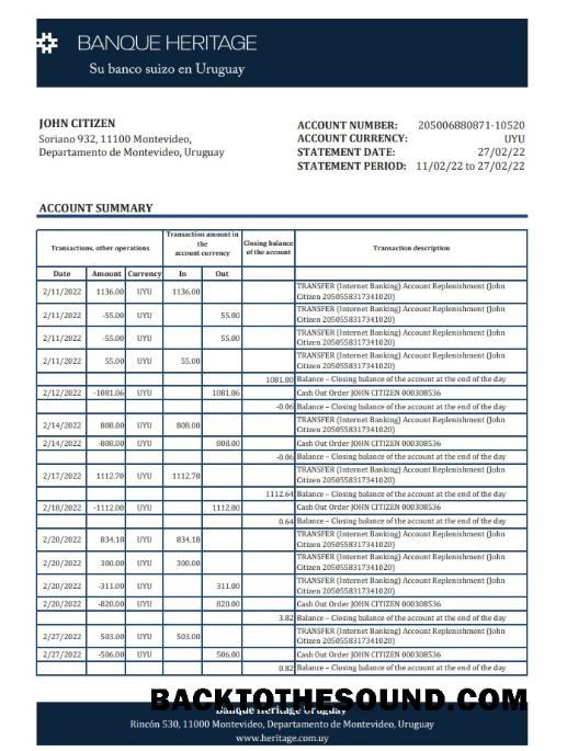 İndir Uruguay Banque Heritage Banka Hesap Özeti, Excel and PDF Örnek örnek