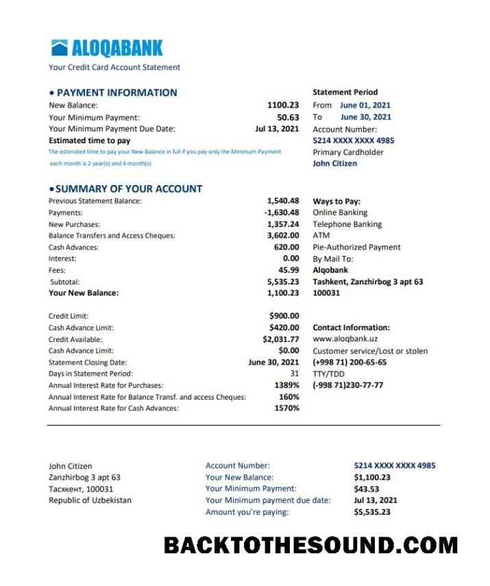 İndir Özbekistan Aloqabank Excel PDF Örnek ön izleme