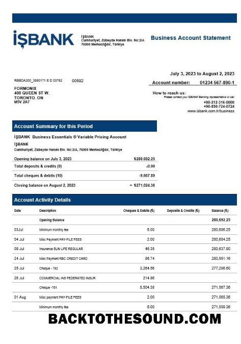 Pobierz İşBank corporate sprawdzanie Konto Wyciąg bankowy Word and PDF Próbka makieta