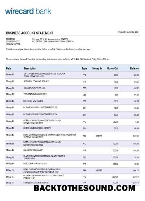 Pobierz Aschheim Wirecard Biznes firma Konto Bank Wyciąg bankowy Word and PDF Format Próbka podgląd