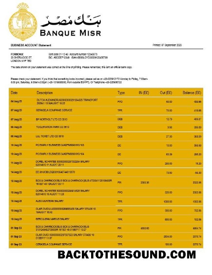 Pobierz Banque Misr organizacja sprawdzanie Konto Wyciąg bankowy Word and PDF Próbka makieta