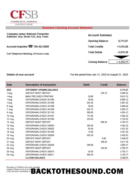 Pobierz CFSB Biznes firma Wyciąg bankowy Word and PDF Format Próbka próbka
