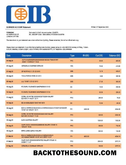 Pobierz CIB Bank enterprise Konto Wyciąg bankowy Word and PDF Próbka podgląd