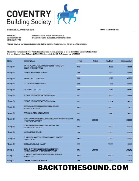 Pobierz Coventry Building Society organizacja sprawdzanie Konto Wyciąg bankowy Word and PDF Próbka próbka