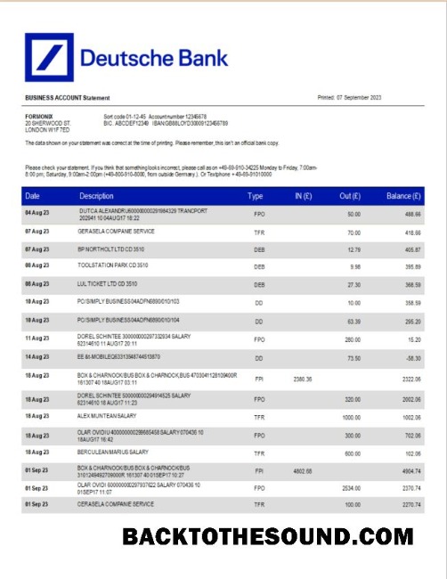 Pobierz Deutsche Bank corporate Wyciąg bankowy Word and PDF Próbka projekt