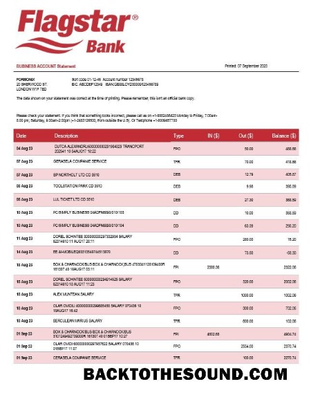 Pobierz Flagstar Bank organizacja Konto Wyciąg bankowy Word and PDF Próbka szablon