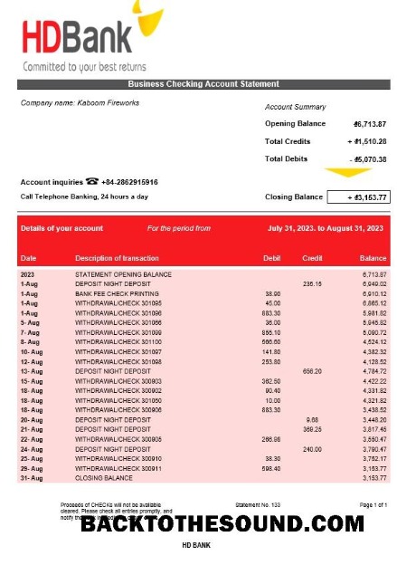 Pobierz HD Bank Firma Konto Wyciąg bankowy Word and PDF Próbka makieta
