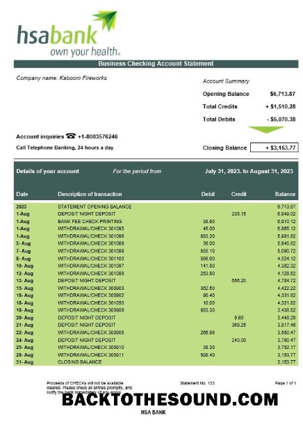 Pobierz HSA Bank enterprise Konto Wyciąg bankowy Word and PDF Próbka podgląd
