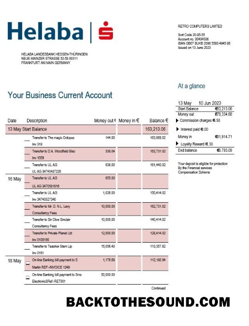 Pobierz Helaba Bank firma Konto Wyciąg bankowy Word and PDF Próbka szablon