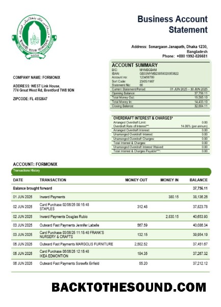 Pobierz Islami Bank Biznes Wyciąg bankowy Word and PDF Próbka podgląd