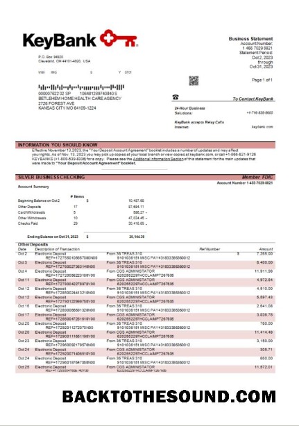 Pobierz Keybank Biznes Bank Wyciąg bankowy Word and PDF Próbka podgląd