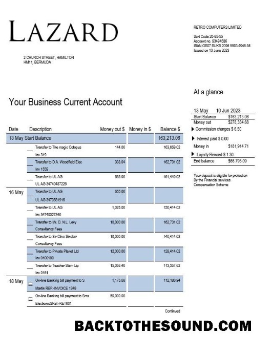 Pobierz Lazard Bank Biznes Wyciąg bankowy Word and PDF Próbka próbka