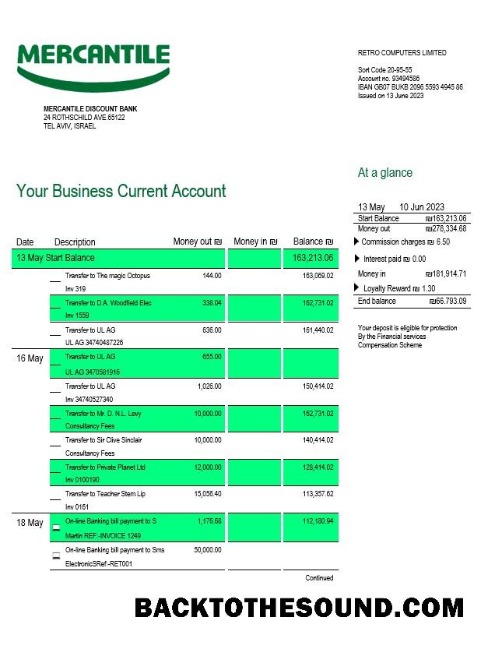 Pobierz Mercantile Rabat Bank Biznes Wyciąg bankowy Word and PDF Próbka szablon