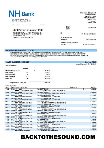 Pobierz NH Bank firma Konto Wyciąg bankowy Word and PDF Próbka próbka
