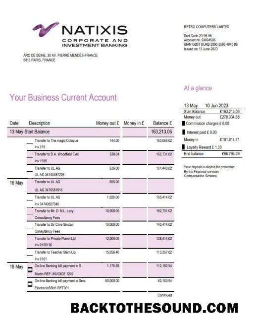 Pobierz Natixis Algerie Bank proof of address Bank Wyciąg bankowy in Word and PDF Format Próbka makieta