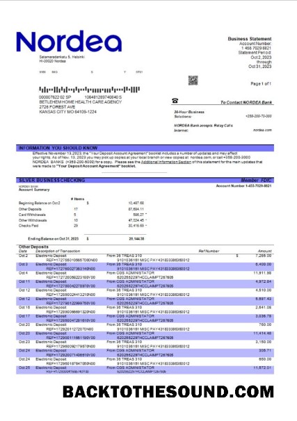 Pobierz Nordea Bank enterprise sprawdzanie Konto Wyciąg bankowy Word and PDF Próbka próbka