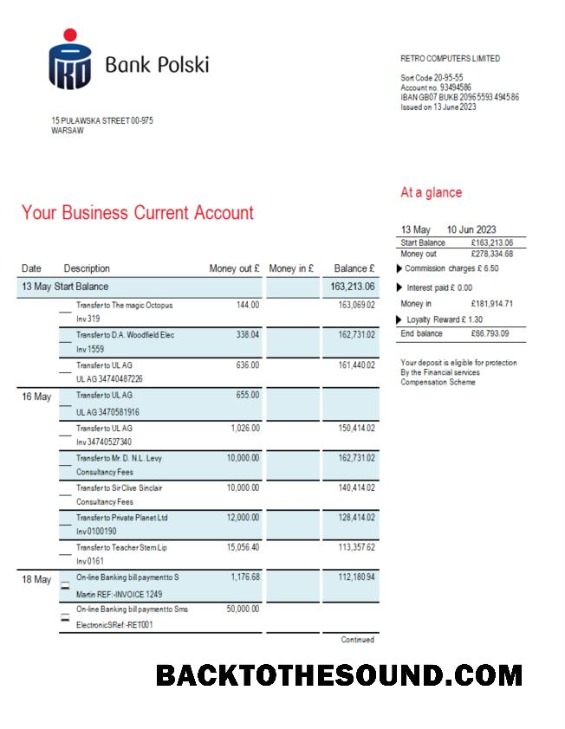 Pobierz PKO Bank Polski corporate Wyciąg bankowy Word and PDF Próbka próbka