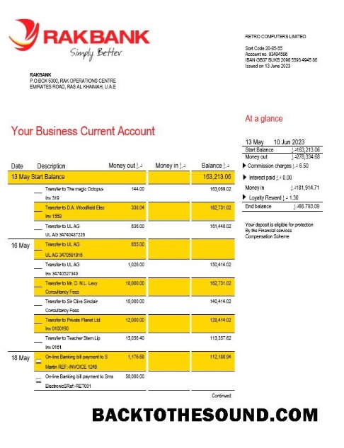 Pobierz Rakbank enterprise Konto Wyciąg bankowy Word and PDF Próbka próbka