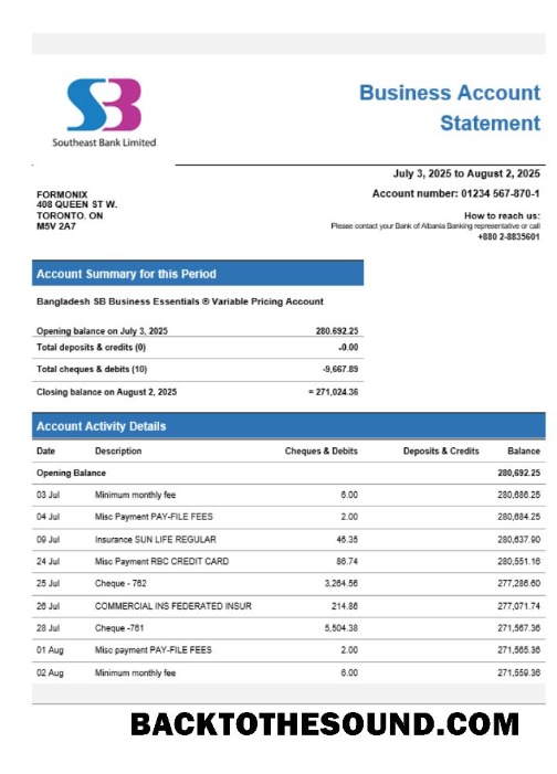 Pobierz SB Bank Biznes Konto Wyciąg bankowy Word and PDF Próbka podgląd