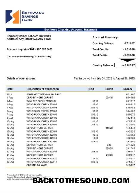 Pobierz Savings Bank enterprise Wyciąg bankowy Word and PDF Format Próbka makieta