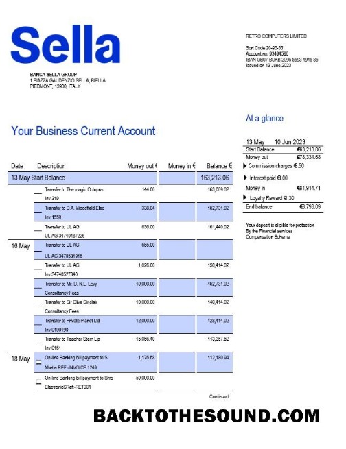 Pobierz Sella Bank Biznes sprawdzanie Konto Wyciąg bankowy Word and PDF Próbka próbka