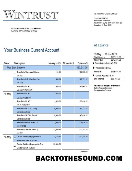 Pobierz Wintrust Financial Bank enterprise Konto Wyciąg bankowy Word and PDF Próbka podgląd