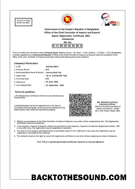 Λήψη Μπανγκλαντές import εγγραφή Πιστοποιητικό Word and PDF Δείγμα πρότυπο