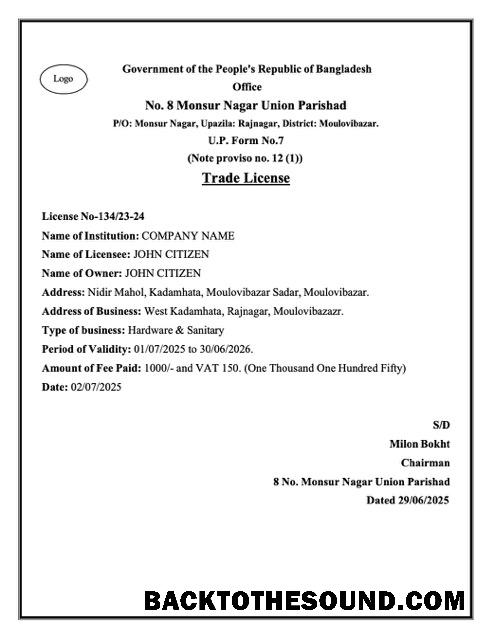 Λήψη Μπανγκλαντές trade Άδεια Word and PDF Δείγμα σχεδιασμό