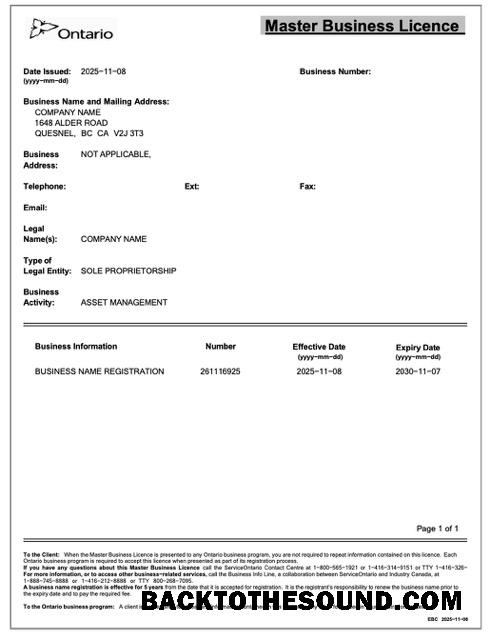 Λήψη Καναδάς Ontario master Επιχείρηση licence Word and PDF Δείγμα σχεδιασμό