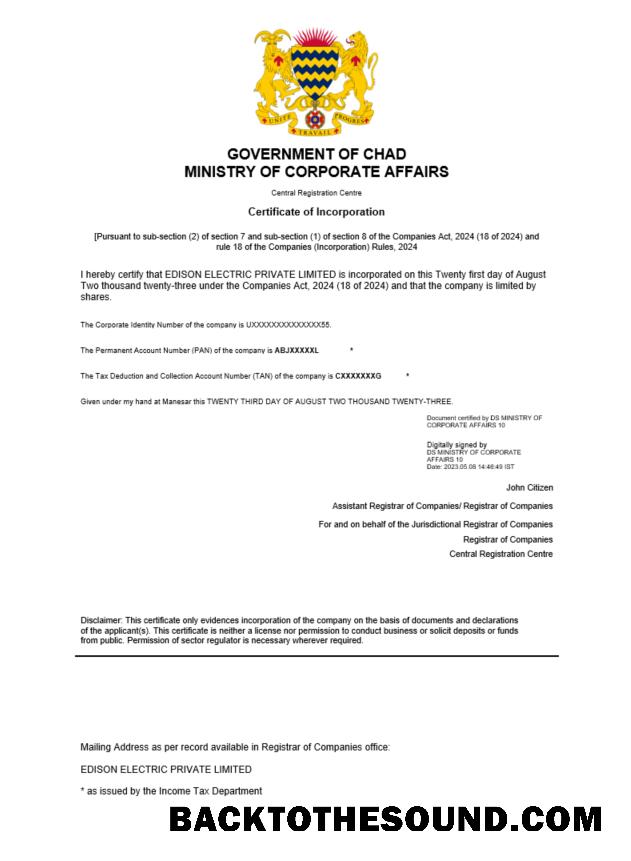 Λήψη Τσαντ Πιστοποιητικό of εγγραφή Word and PDF Δείγμα σχεδιασμό