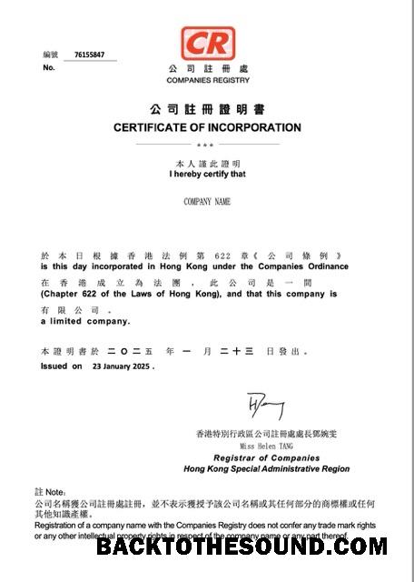 Λήψη Κίνα Πιστοποιητικό of incorporation Word and PDF Δείγμα πρότυπο